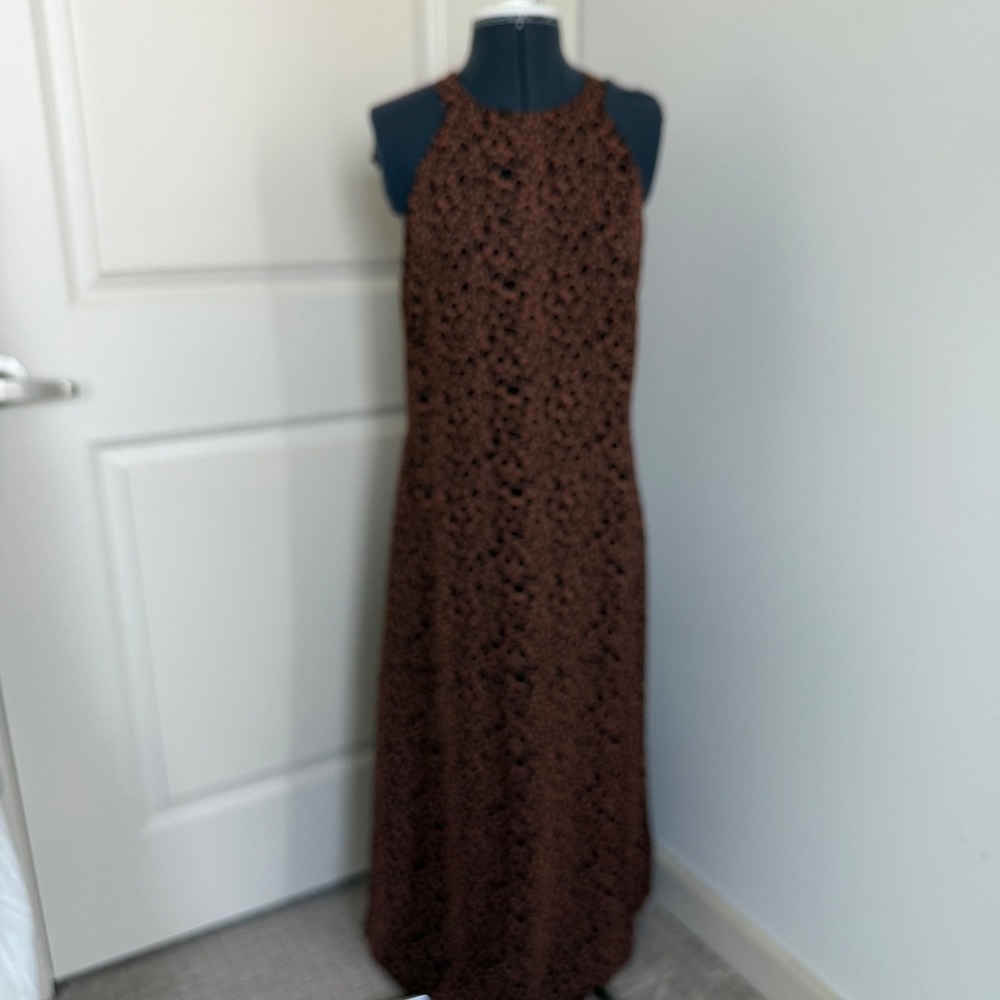 Vintage 90s Leopard Print High Neck Maxi Dress